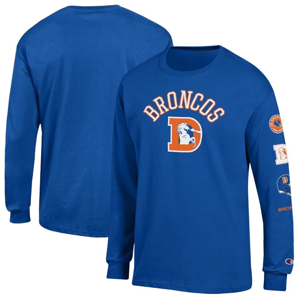 Men's Champion  Royal Denver Broncos Long Sleeve Vintage Jersey T-Shirt