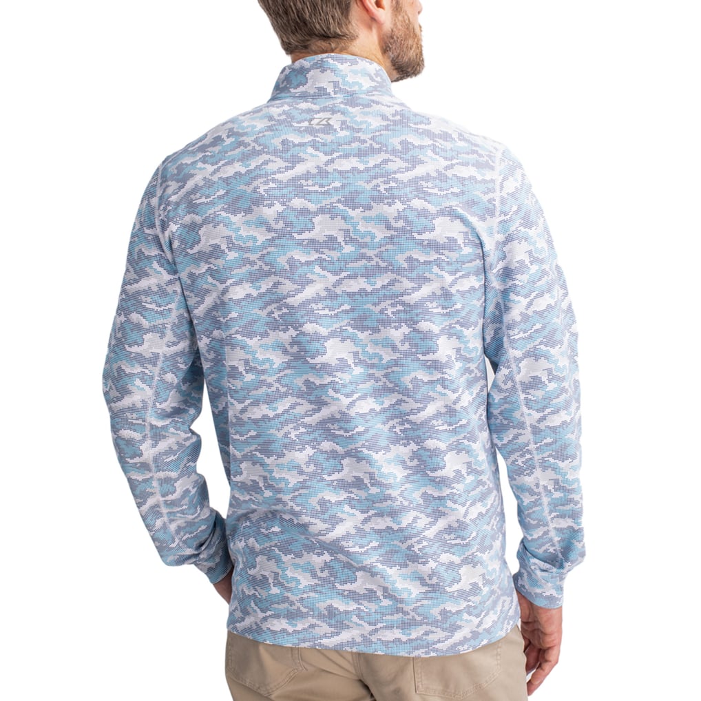 Denver Broncos Cutter & Buck   Traverse Camo Print Stretch Quarter-Zip Pullover Top - Blue