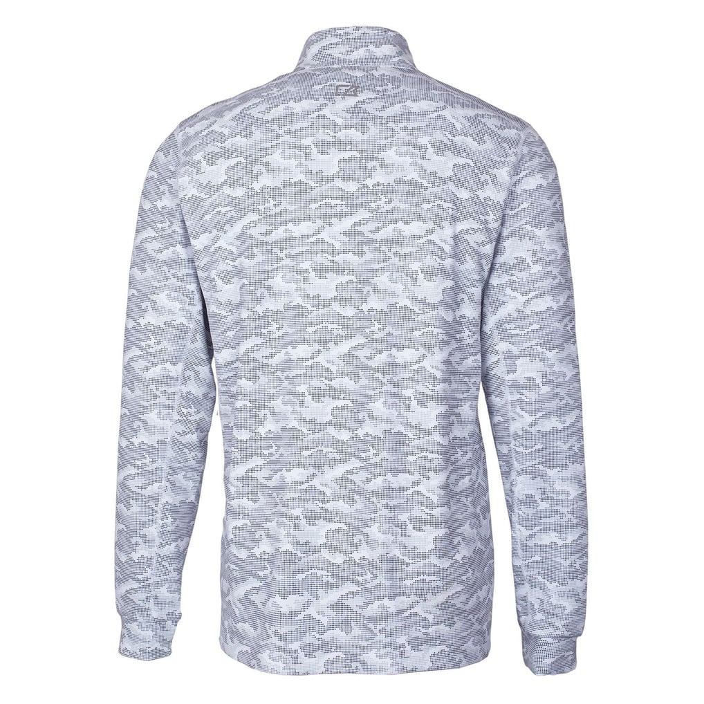 Men's Cutter & Buck Charcoal Denver Broncos Throwback Logo Big & Tall Traverse Camo Print Stretch Quarter-Zip Pullover Top