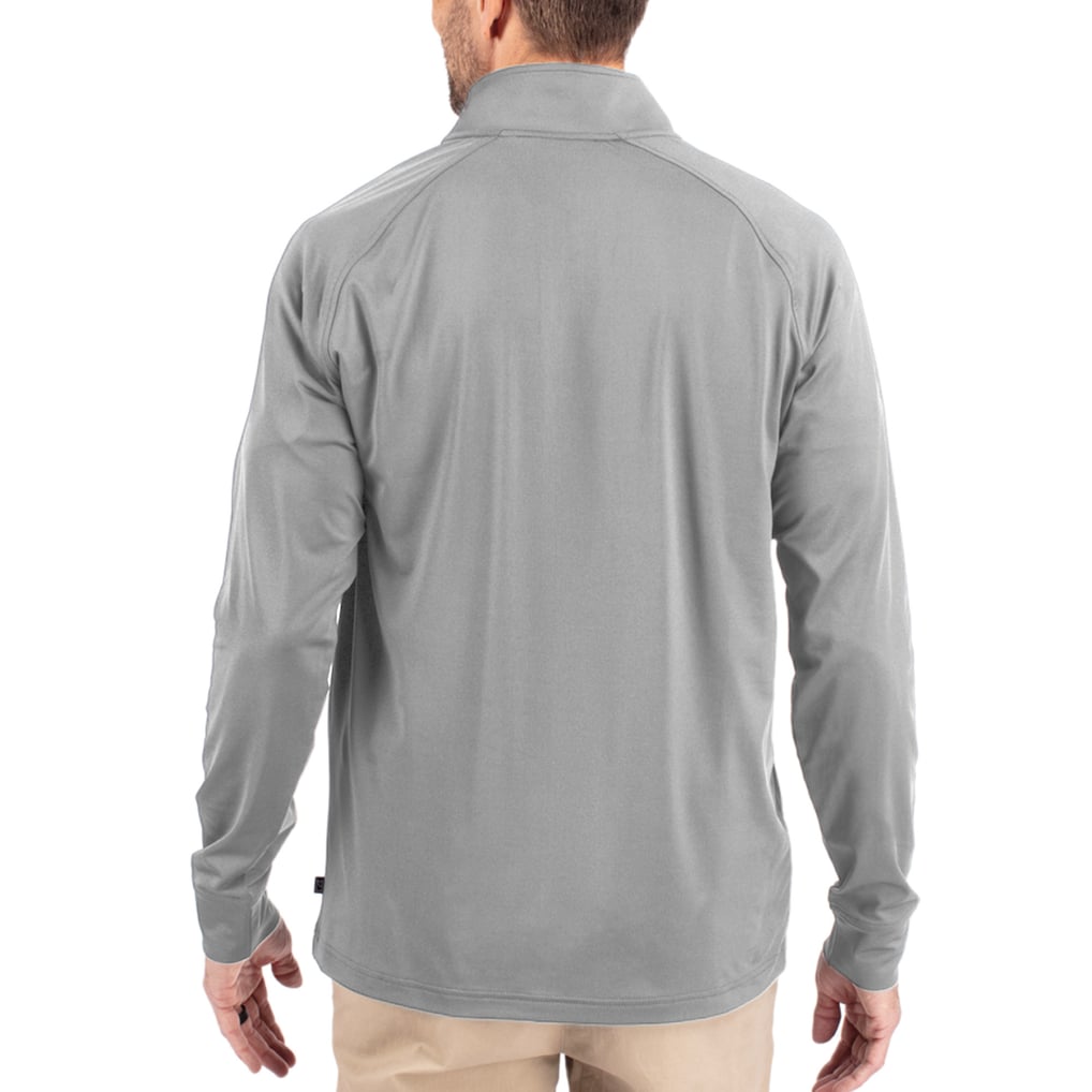 Denver Broncos Cutter & Buck Adapt Eco Knit Stretch Recycled Quarter-Zip Throwback Pullover Top - Gray