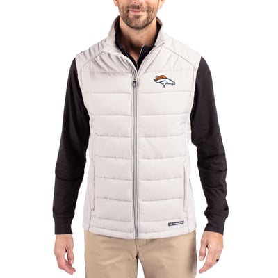 Denver Broncos Cutter & Buck Primary Mark Evoke PrimaLoft Hybrid Eco Softshell Recycled Full-Zip Vest - Gray