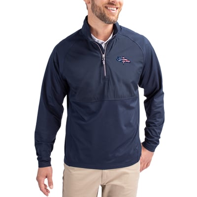 Denver Broncos Cutter & Buck Adapt Eco Knit Hybrid Recycled Quarter-Zip Pullover Top - Navy