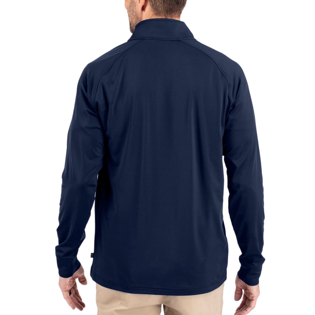 Denver Broncos Cutter & Buck Adapt Eco Knit Quarter-Zip Pullover Jacket - Navy