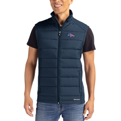 Denver Broncos Cutter & Buck  Evoke Hybrid Eco Softshell Recycled Full-Zip Vest - Navy