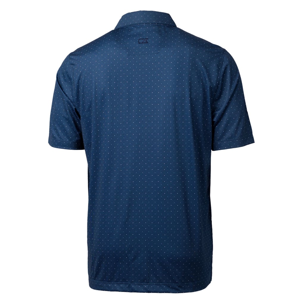 Men's Cutter & Buck  Navy Denver Broncos Helmet Pike Double Dot Print Stretch Polo