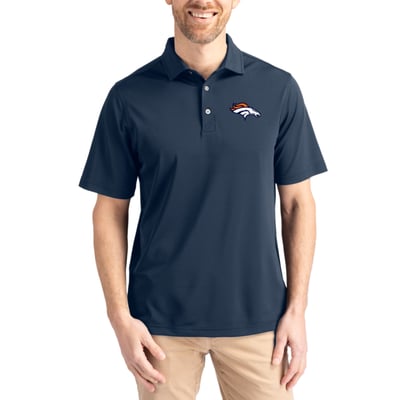 Denver Broncos Cutter & Buck Virtue Eco Pique Recycled Polo - Navy