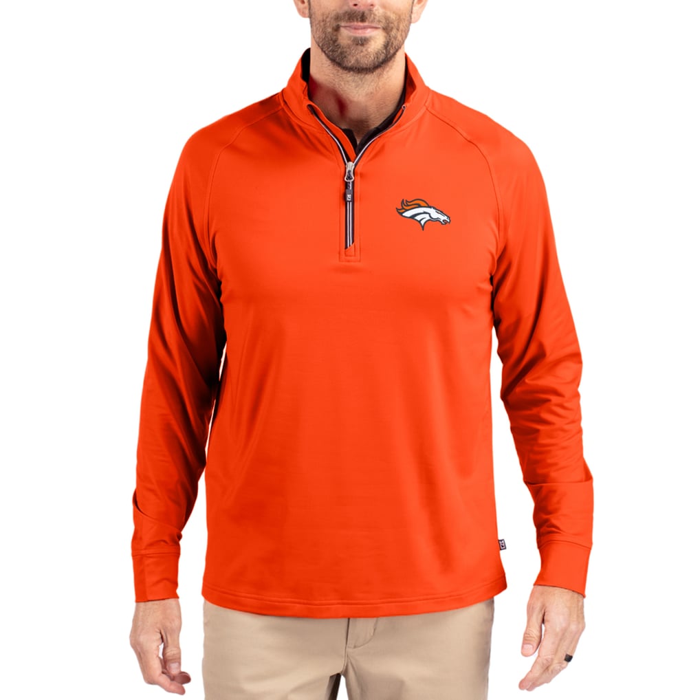 Denver Broncos Cutter & Buck Adapt Eco Knit Quarter-Zip Pullover Jacket - Orange