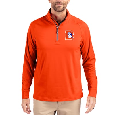 Denver Broncos Cutter & Buck Adapt Eco Knit Stretch Recycled Quarter-Zip Throwback Pullover Top - Orange