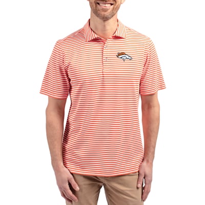 Denver Broncos Cutter & Buck Virtue Eco Pique Stripe Recycled Polo - Orange