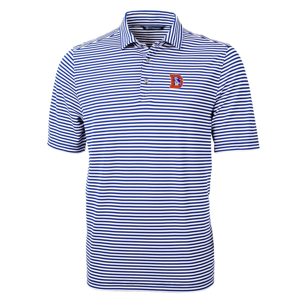 Men's Cutter & Buck Royal Denver Broncos Throwback Logo Virtue Eco Pique Stripe Recycled Big & Tall Polo