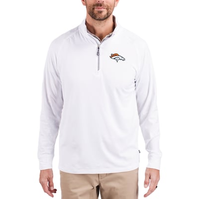 Denver Broncos Cutter & Buck Adapt Eco Knit Quarter-Zip Pullover Jacket - White