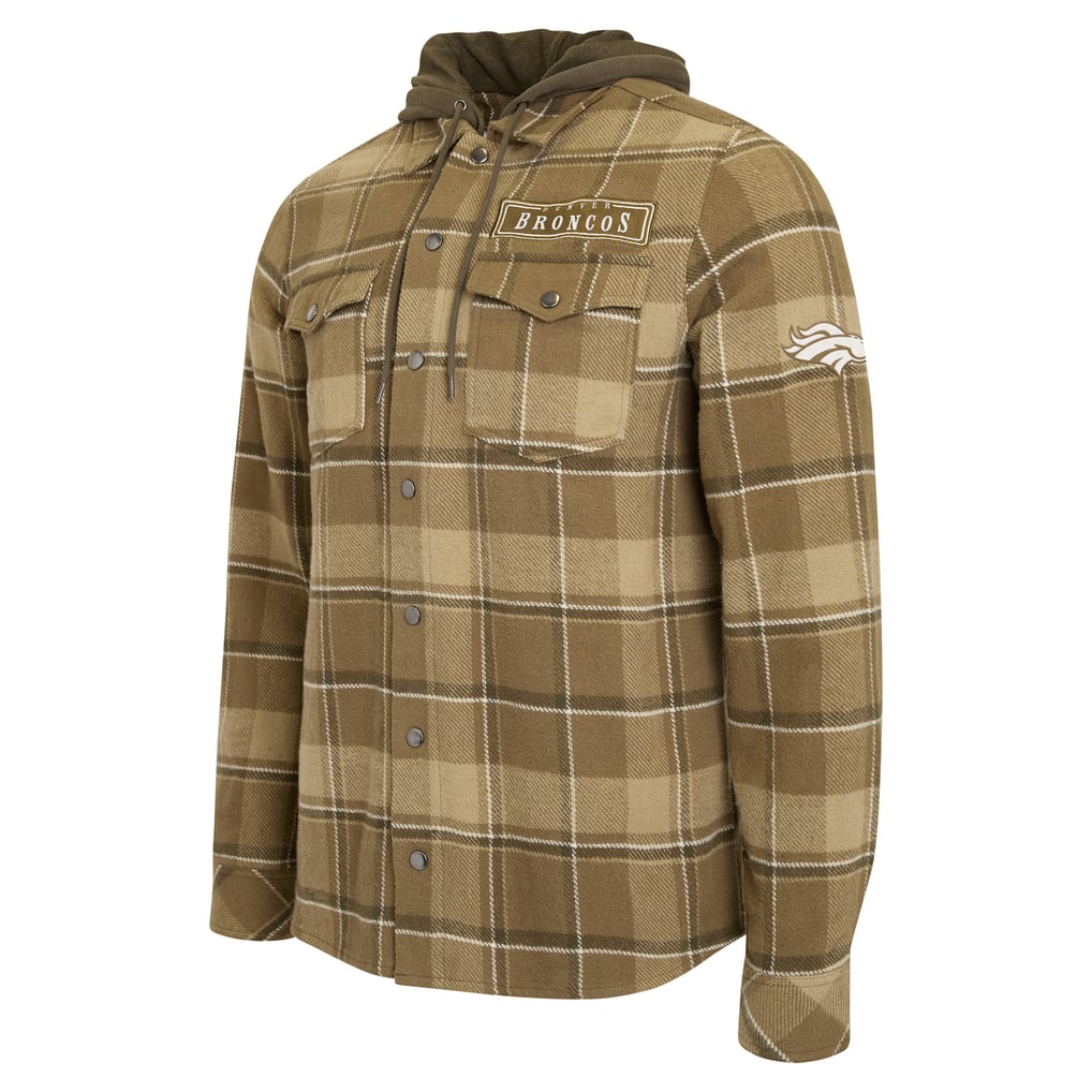 Men's Darius Rucker Collection by Fanatics Brown/Olive Denver Broncos Woven Hooded Full-Snap Shacket