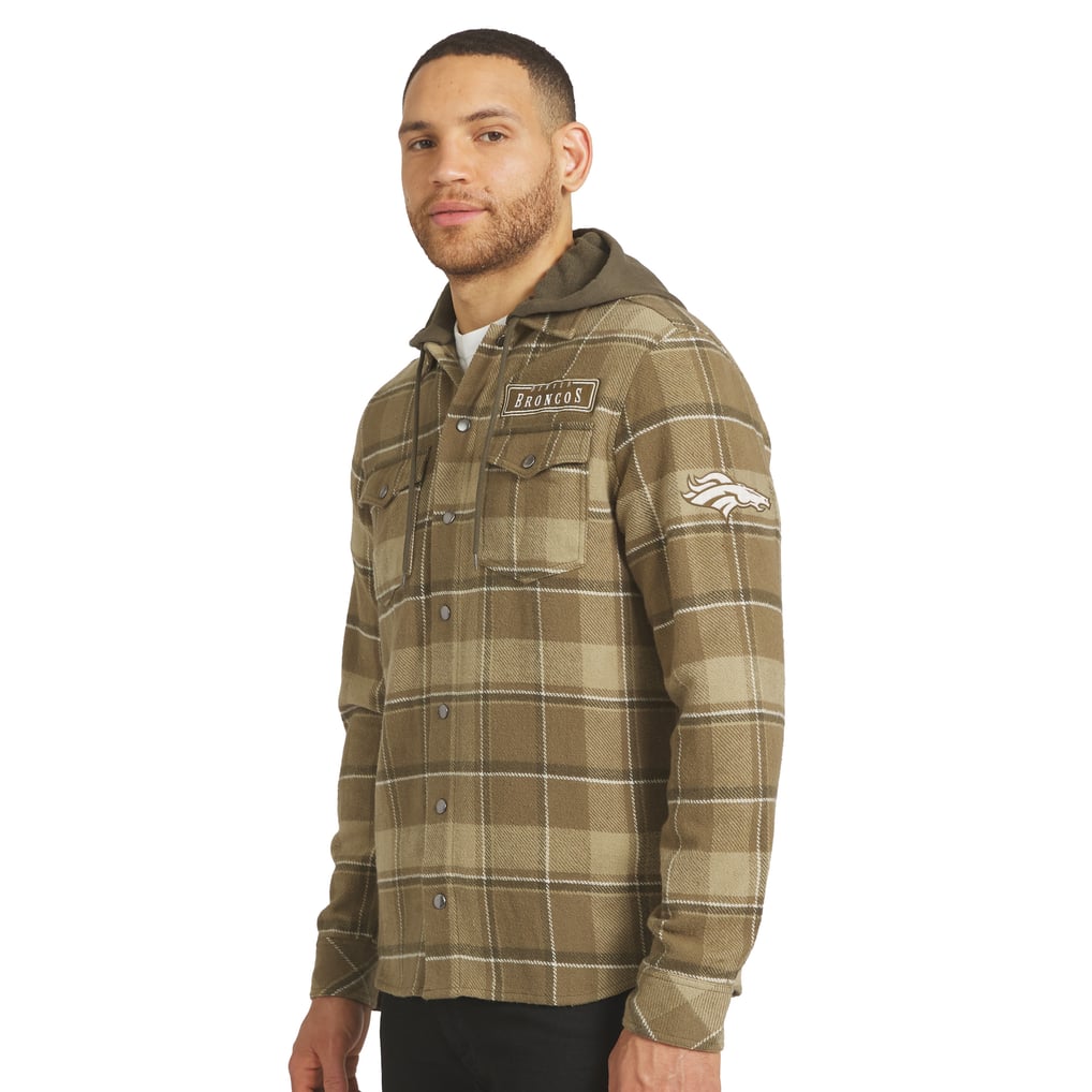 Men's Darius Rucker Collection by Fanatics Brown/Olive Denver Broncos Woven Hooded Full-Snap Shacket