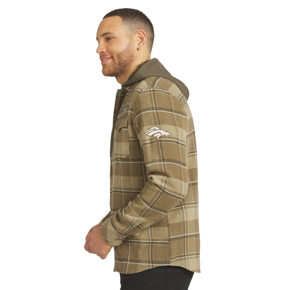Men's Darius Rucker Collection by Fanatics Brown/Olive Denver Broncos Woven Hooded Full-Snap Shacket