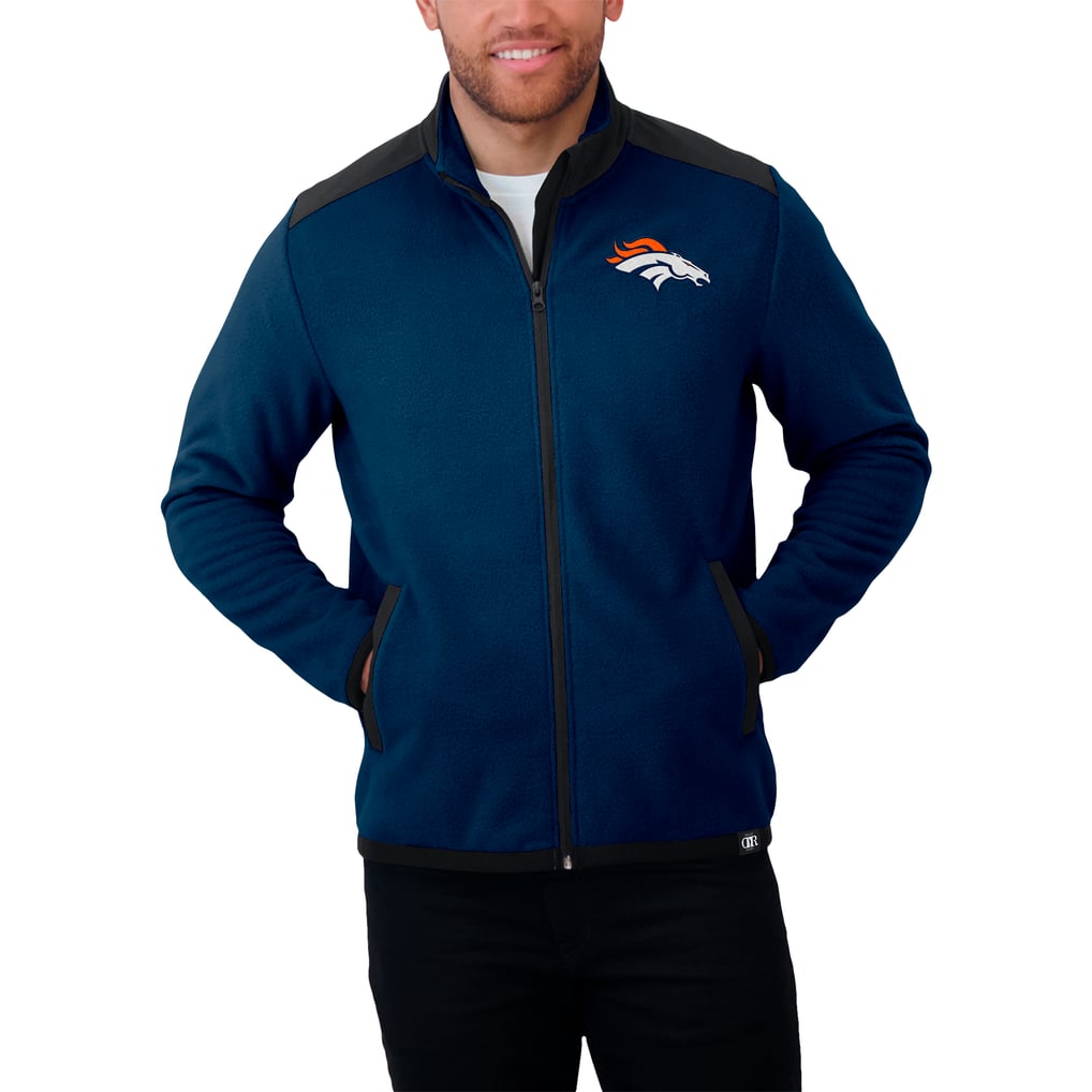 Men's Darius Rucker Collection by Fanatics Navy Denver Broncos Color Block Polar Fleece Full-Zip Jacket