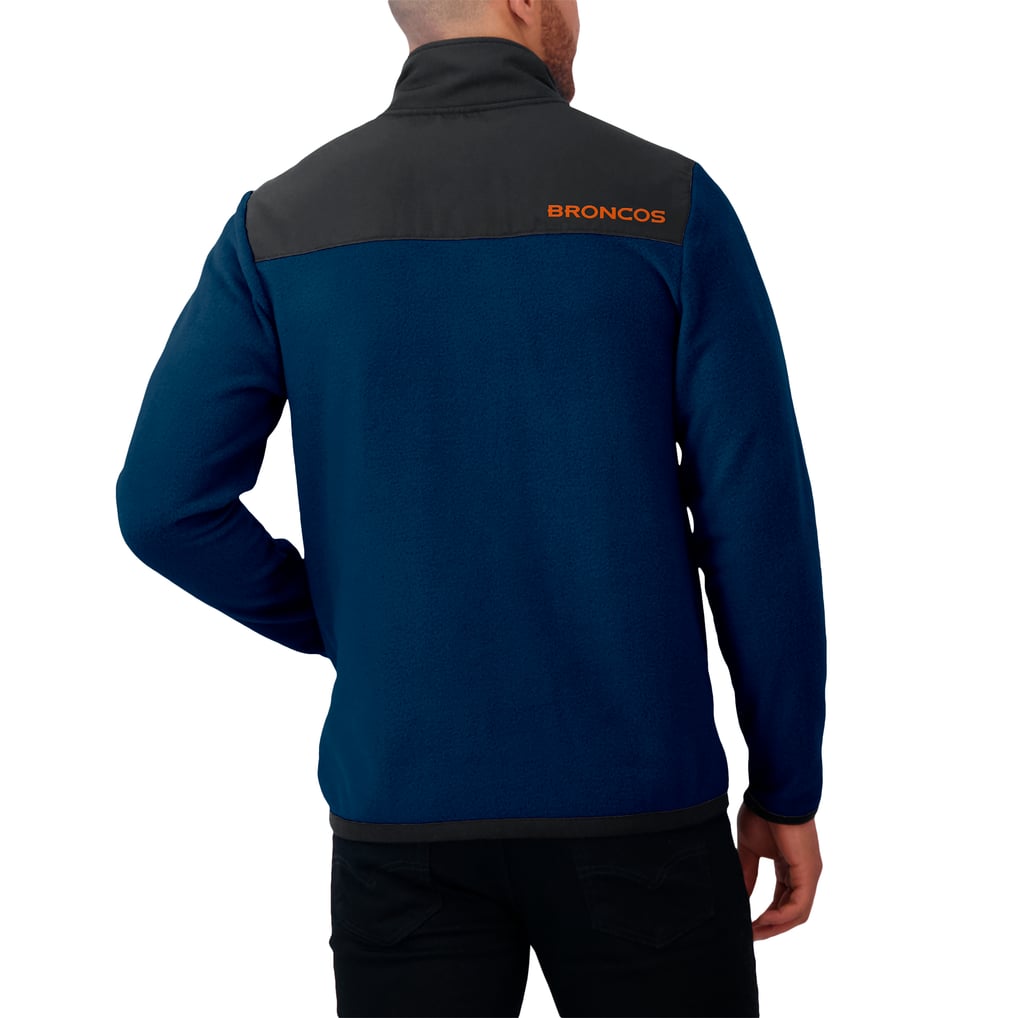 Men's Darius Rucker Collection by Fanatics Navy Denver Broncos Color Block Polar Fleece Full-Zip Jacket