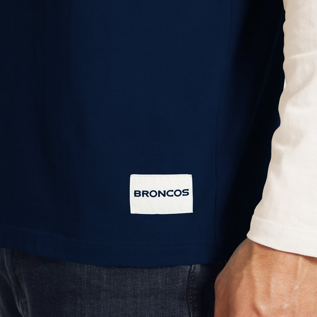 Men's Darius Rucker Collection by Fanatics Navy/Cream Denver Broncos Henley Long Sleeve T-Shirt