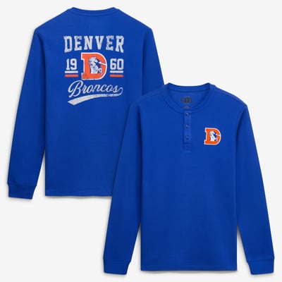  Denver Broncos Darius Rucker Collection by Fanatics Waffle-Knit Henley Long Sleeve T-Shirt - Royal