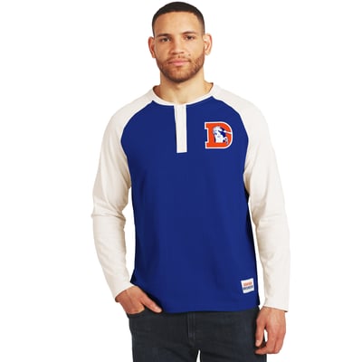 Denver Broncos Darius Rucker Collection by Fanatics Henley Long Sleeve T-Shirt - Royal/Cream