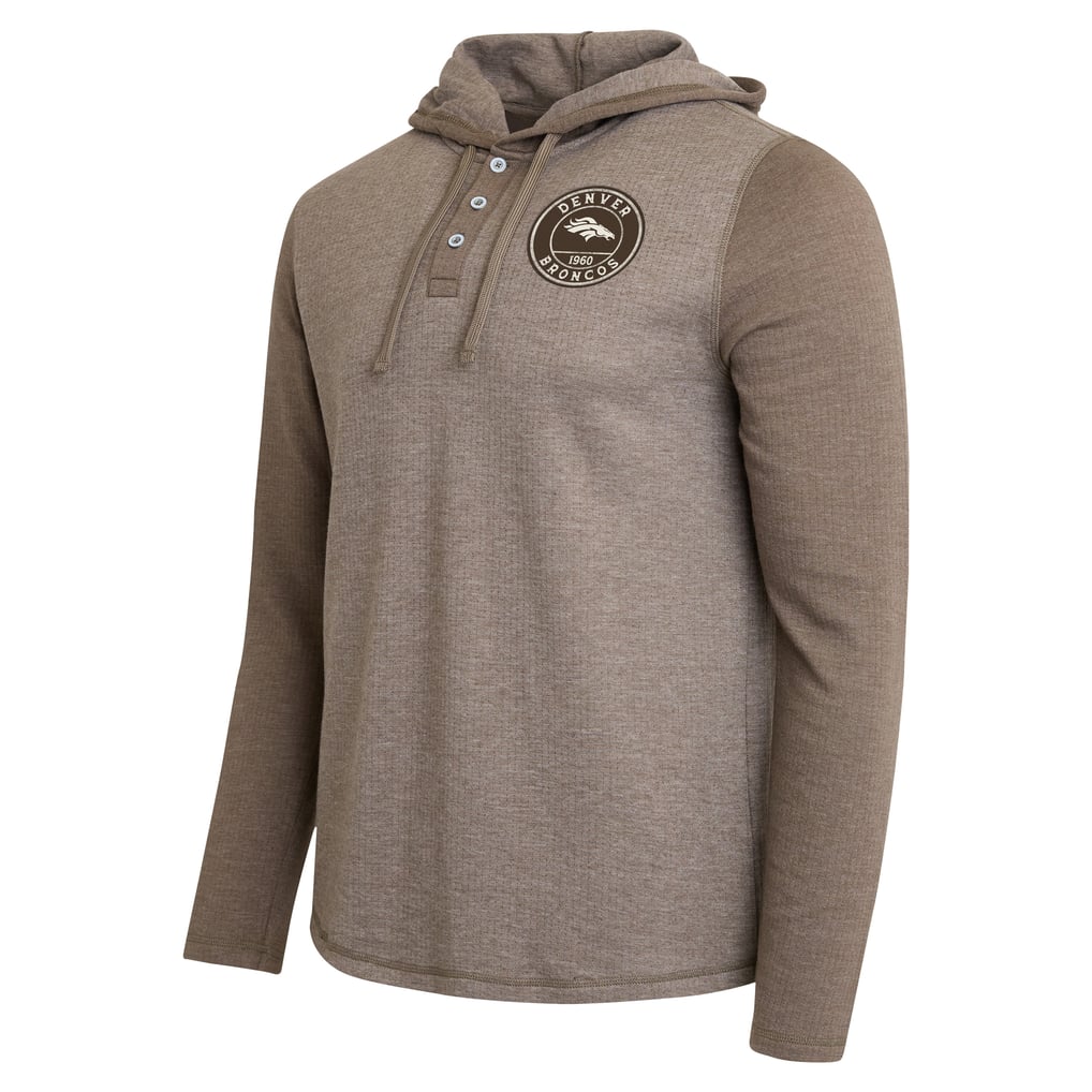 Men's Darius Rucker Collection by Fanatics Tan/Brown Denver Broncos Knit Hooded Henley Long Sleeve T-Shirt