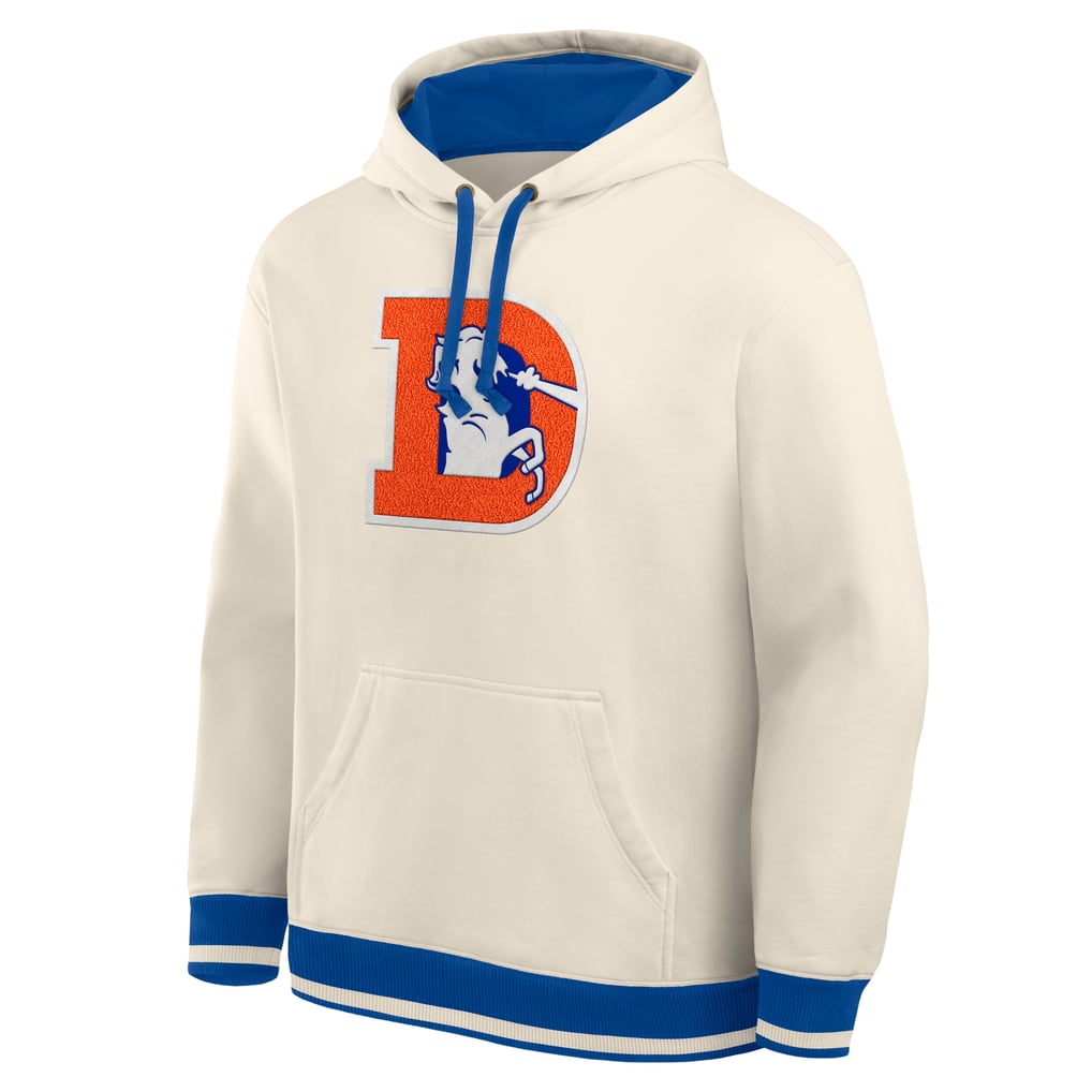 Men's Fanatics Cream Denver Broncos Chenille Heavyweight Fleece Hoodie