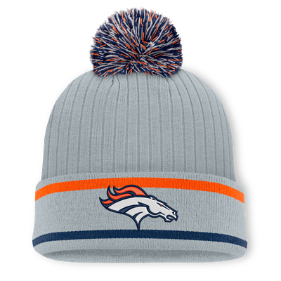 Denver Broncos Fanatics Fissure Cuffed Knit Hat with Pom - Gray