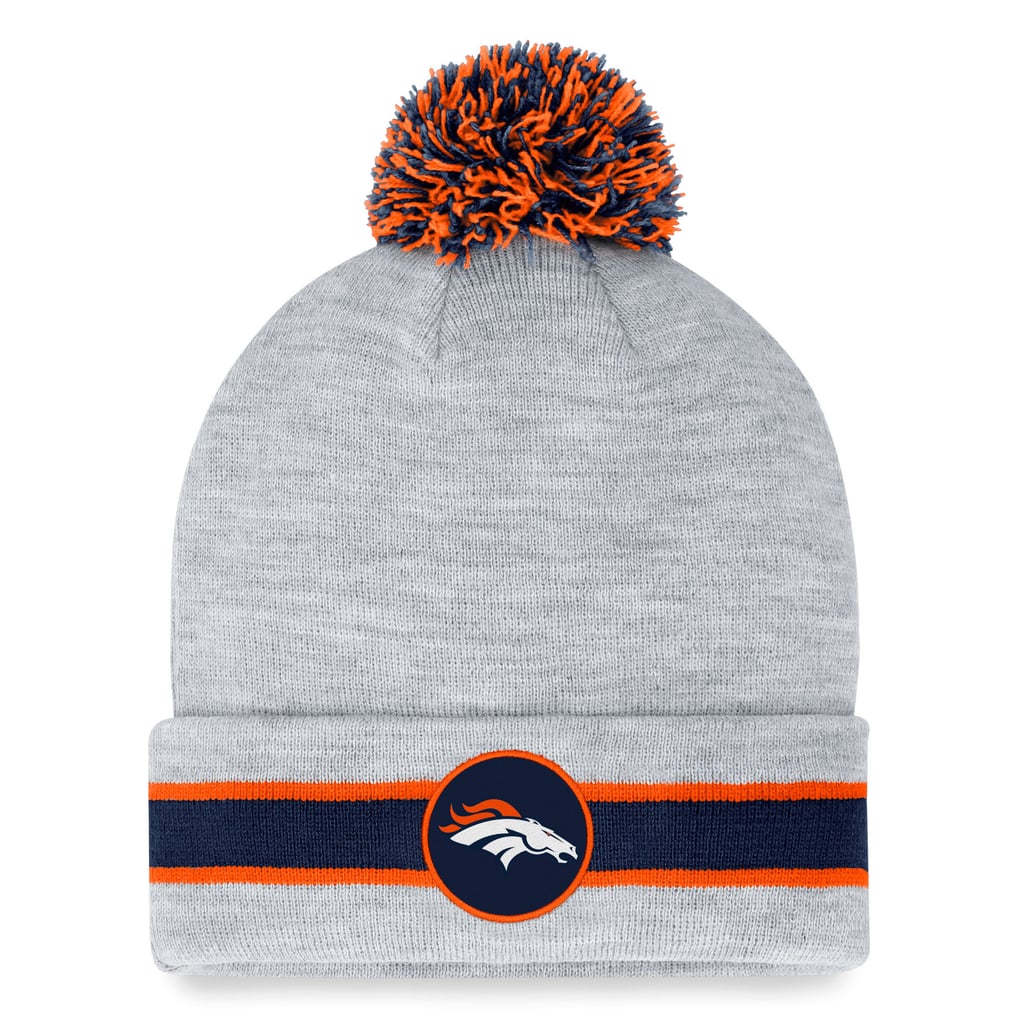 Men's Fanatics  Heather Gray Denver Broncos Cuffed Knit Hat with Pom