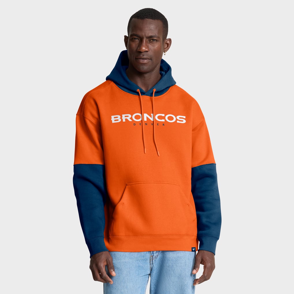 Men's Fanatics Orange Denver Broncos Helmet Pullover Hoodie