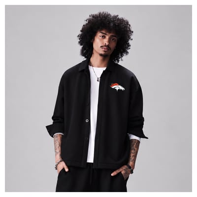 Denver Broncos Levelwear Luxe Tri-Blend Full-Button Shirt Jacket - Black