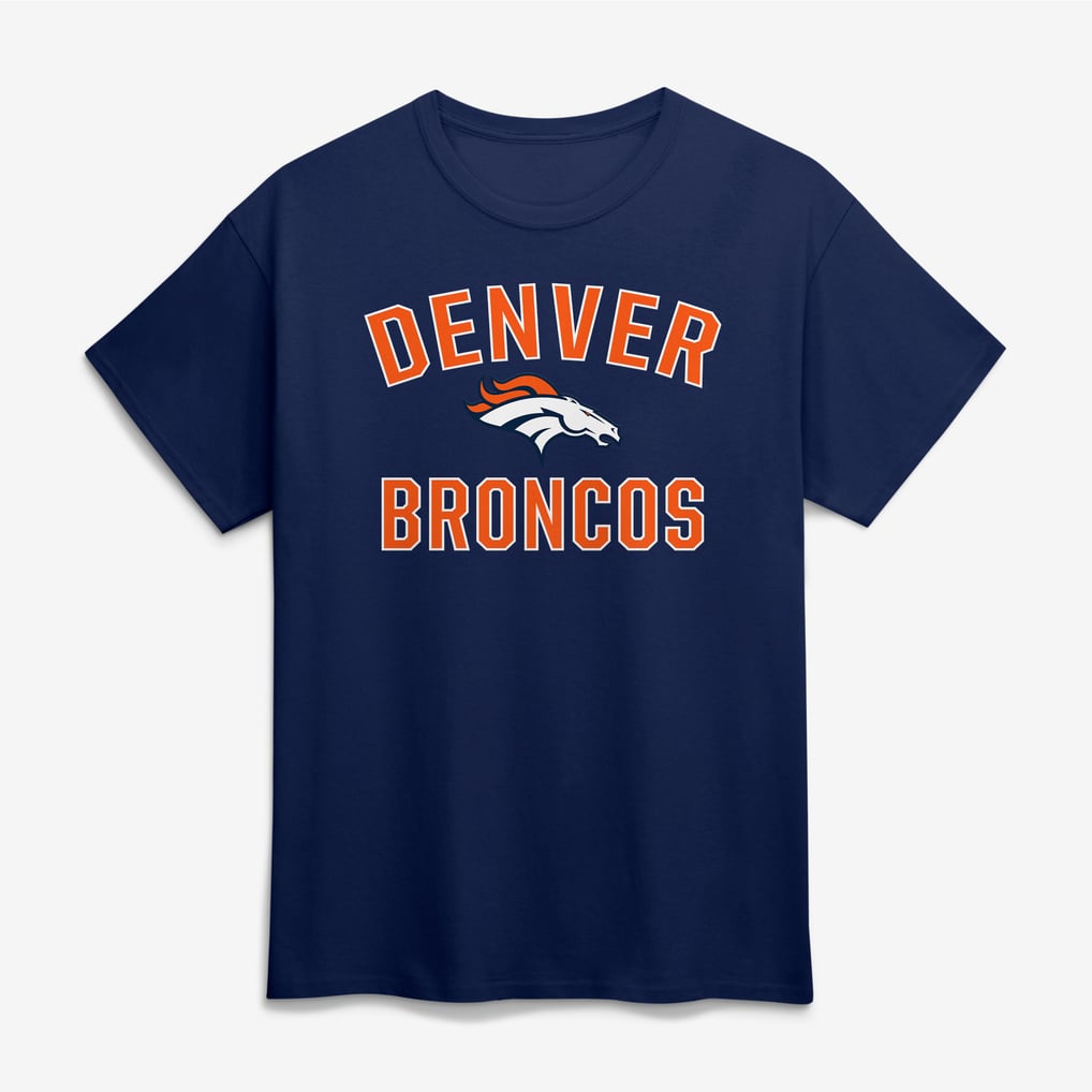 Men's Logo Athletic Navy Denver Broncos Cotton Victory Arch T-Shirt
