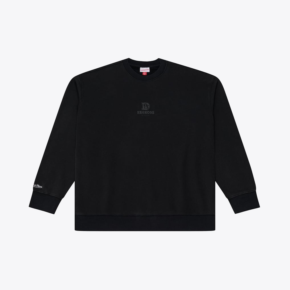 Men's Mitchell & Ness Black Denver Broncos Core Essentials Micro Logo Fleece Sweatshirt