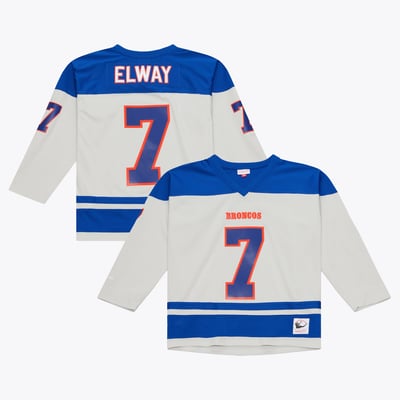 John Elway Denver Broncos Mitchell & Ness Too Maxxed Out Hockey Fashion Jersey T-Shirt - Gray
