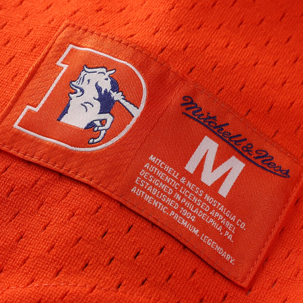 Men's Mitchell & Ness John Elway Orange Denver Broncos Retired Player Name & Number Mesh Top