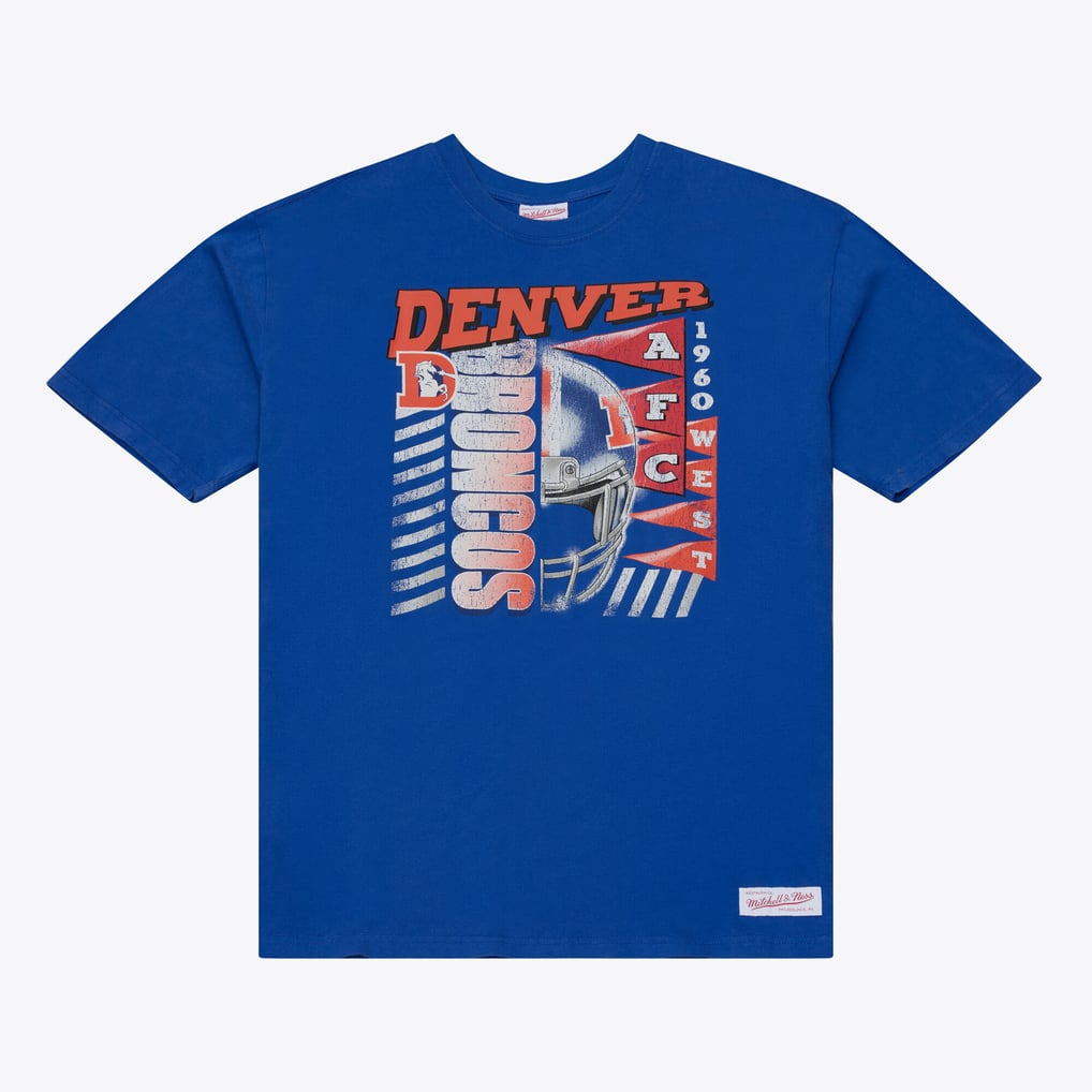 Men's Mitchell & Ness Royal Denver Broncos Core Essentials Street Graphic Short Sleeve T-Shirt