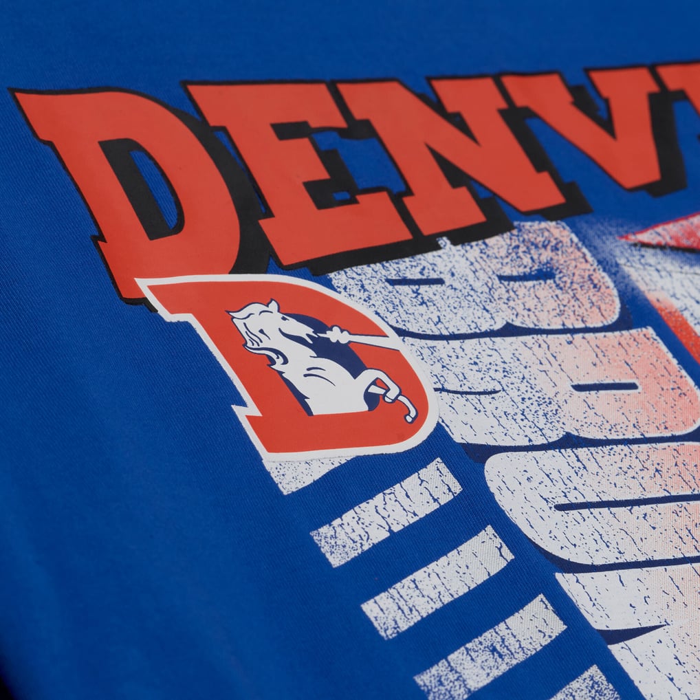 Men's Mitchell & Ness Royal Denver Broncos Core Essentials Street Graphic Short Sleeve T-Shirt