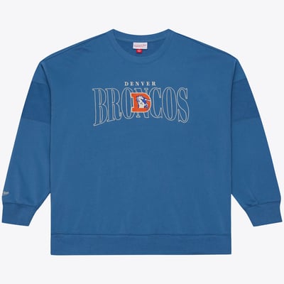 Denver Broncos Mitchell & Ness Oversized Heritage Hues Fleece Sweatshirt - Royal