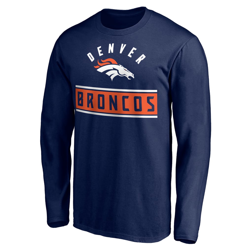 Men's Navy Denver Broncos Team Arch Knockout Long Sleeve T-Shirt