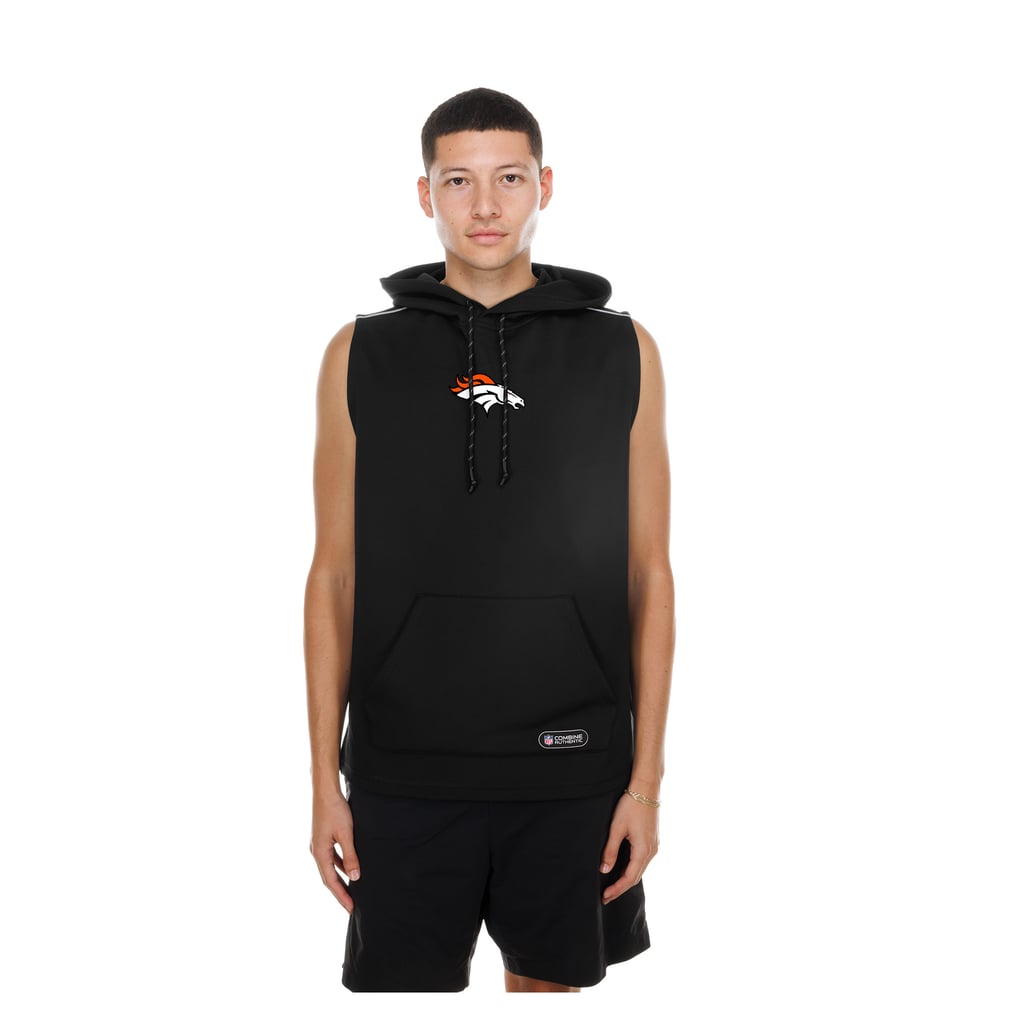 Men's New Era  Black Denver Broncos Combine Authentic Sleeveless Hoodie