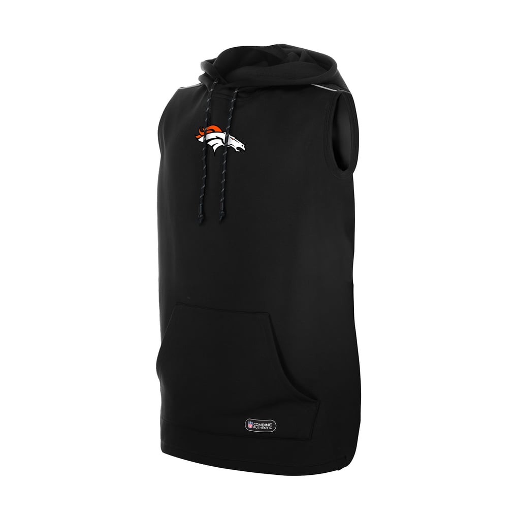 Men's New Era  Black Denver Broncos Combine Authentic Sleeveless Hoodie