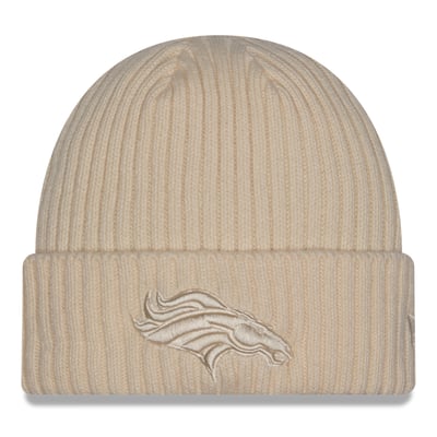  Denver Broncos New Era Color Pack Cuffed Knit Hat - Cream