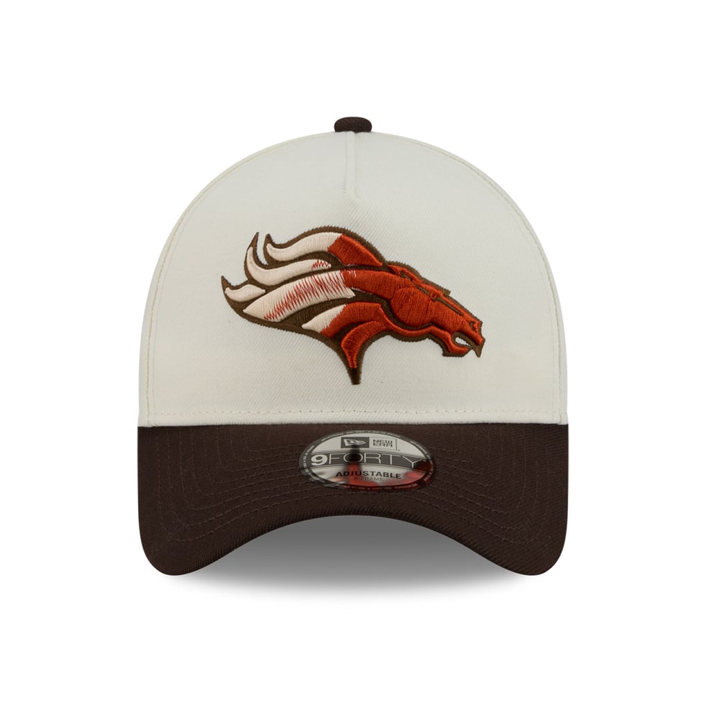Men's New Era Cream/Brown Denver Broncos Pumpkin Spice A-Frame 9FORTY Adjustable Hat
