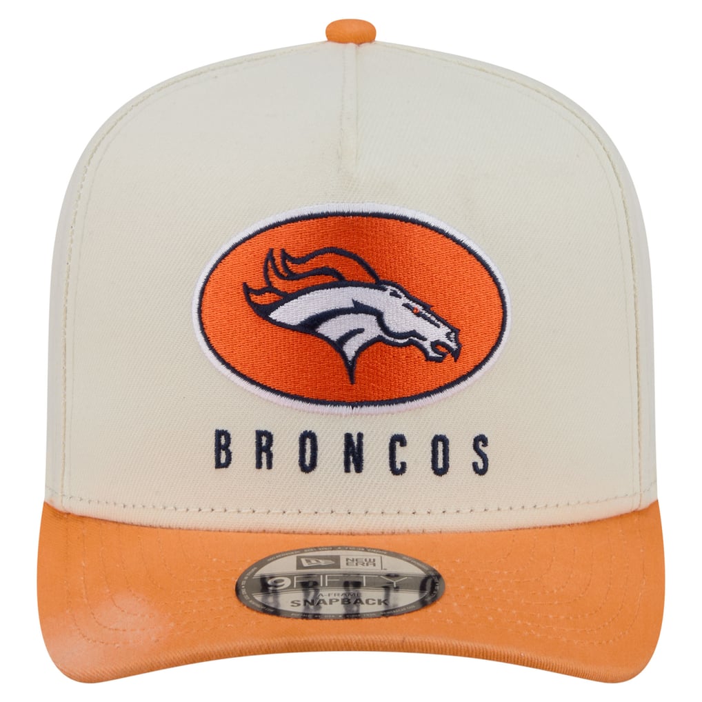 Men's New Era  Cream/Orange Denver Broncos Washed A-Frame 9FIFTY Snapback Hat