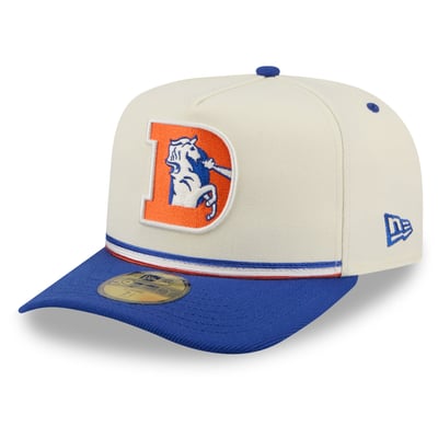 Denver Broncos New Era Throwback A-Frame 59FIFTY Fitted Hat - Cream/Royal