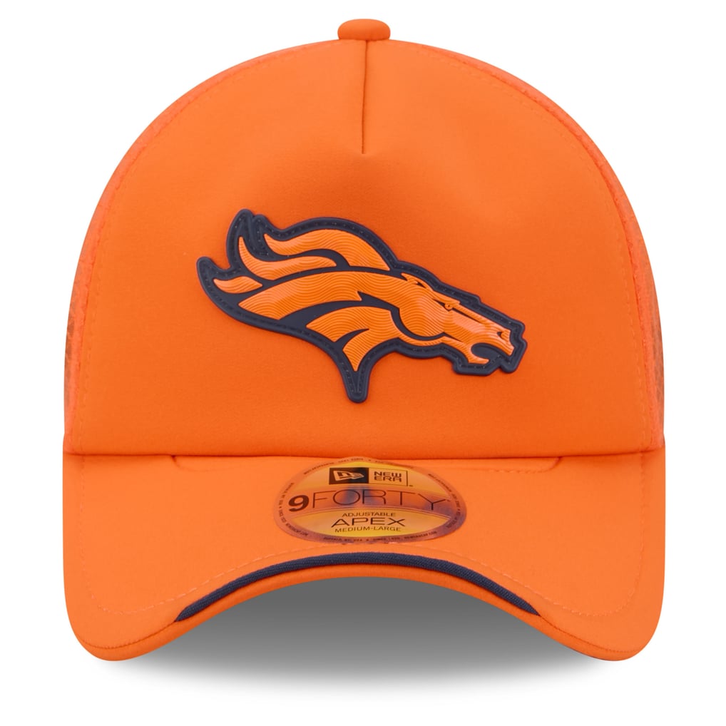 Men's New Era Orange Denver Broncos 2026 Sideline Apex 9FORTY Adjustable Trucker Hat