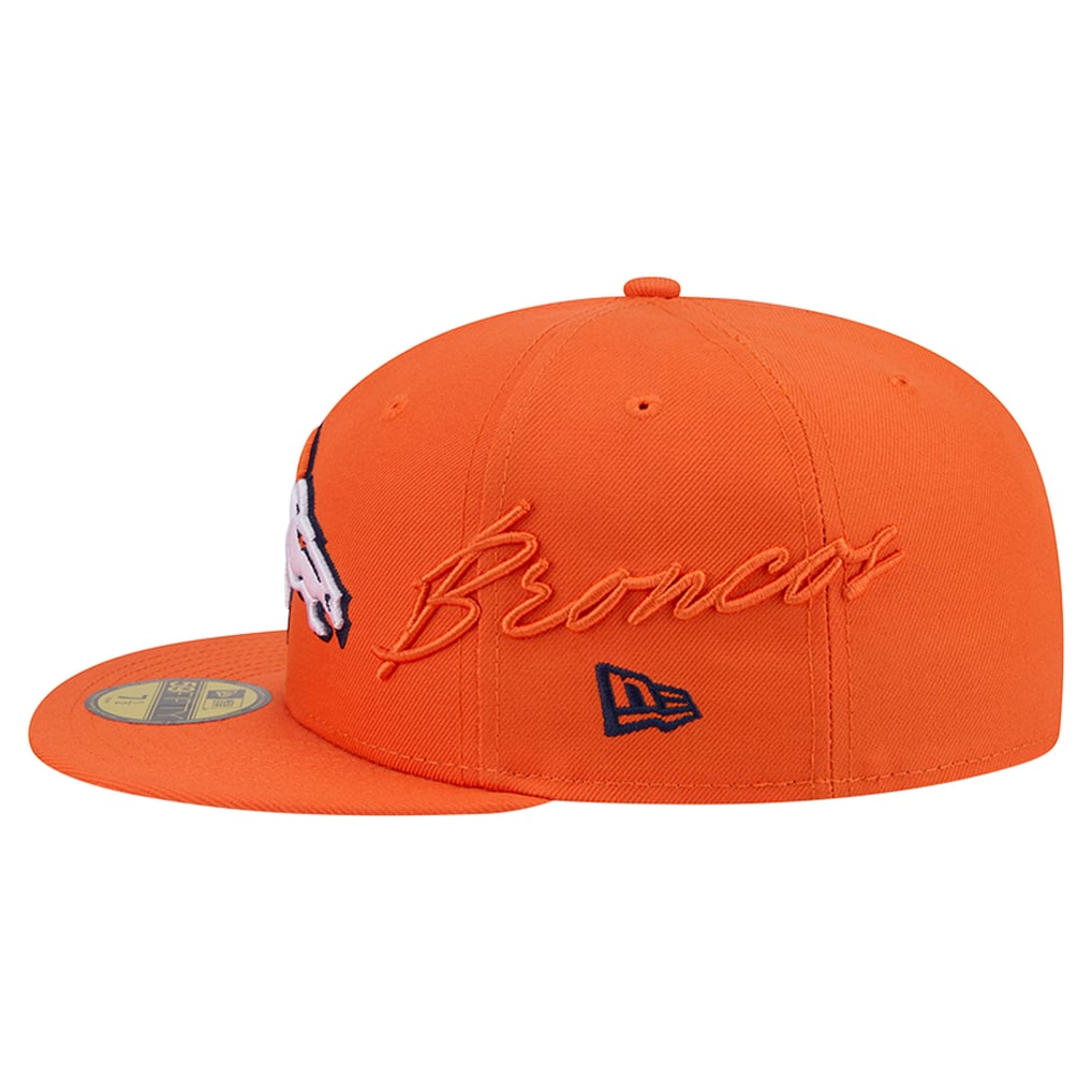 Denver Broncos New Era Side Script 59FIFTY Fitted Hat - Orange