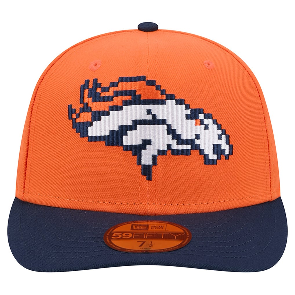 Men's New Era Orange/Navy Denver Broncos Pixel Curved 59FIFTY Fitted Hat