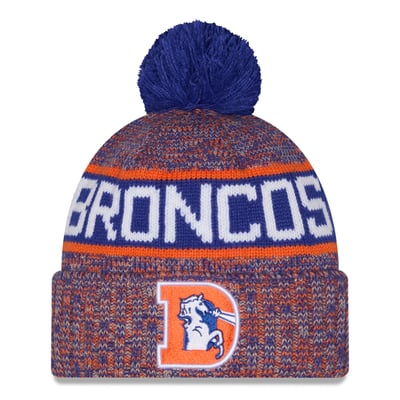 Denver Broncos New Era Throwback Marled Cuffed Knit Hat with Pom - Royal