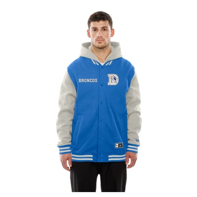  Denver Broncos New Era Full-Snap Fleece Hooded Jacket - Royal/Gray