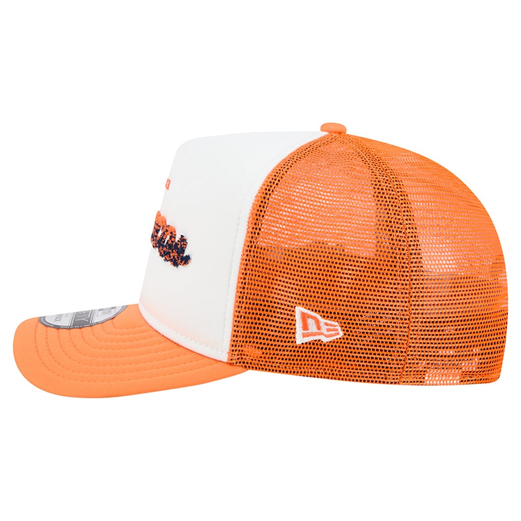 Men's New Era White/Orange Denver Broncos Foam A-Frame 9FIFTY Snapback Trucker Hat