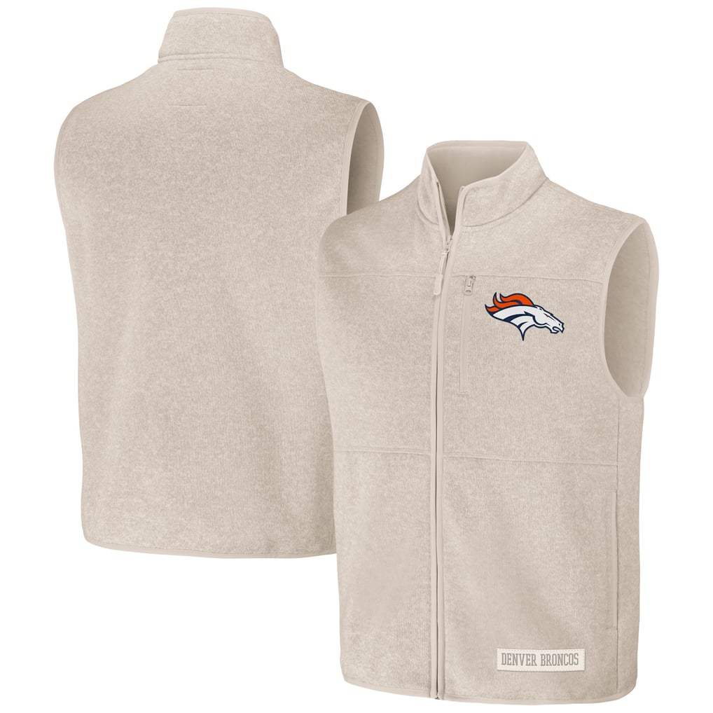Men's NFL x Darius Rucker Collection by Fanatics  Oatmeal Denver Broncos Full-Zip Sweater Vest